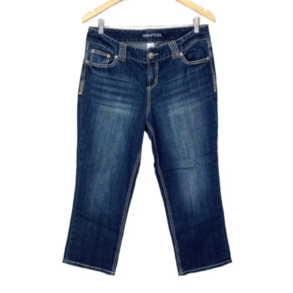 Maurices Contrast Stitch Embroidered Pocket Super Cropped Jeans